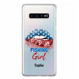 Personalized Fishing Girl Us Flag Silicon Phonecase NQHC2206