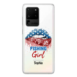 Personalized Fishing Girl Us Flag Silicon Phonecase NQHC2206
