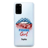 Personalized Fishing Girl Us Flag Silicon Phonecase NQHC2206