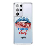 Personalized Fishing Girl Us Flag Silicon Phonecase NQHC2206