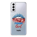Personalized Fishing Girl Us Flag Silicon Phonecase NQHC2206
