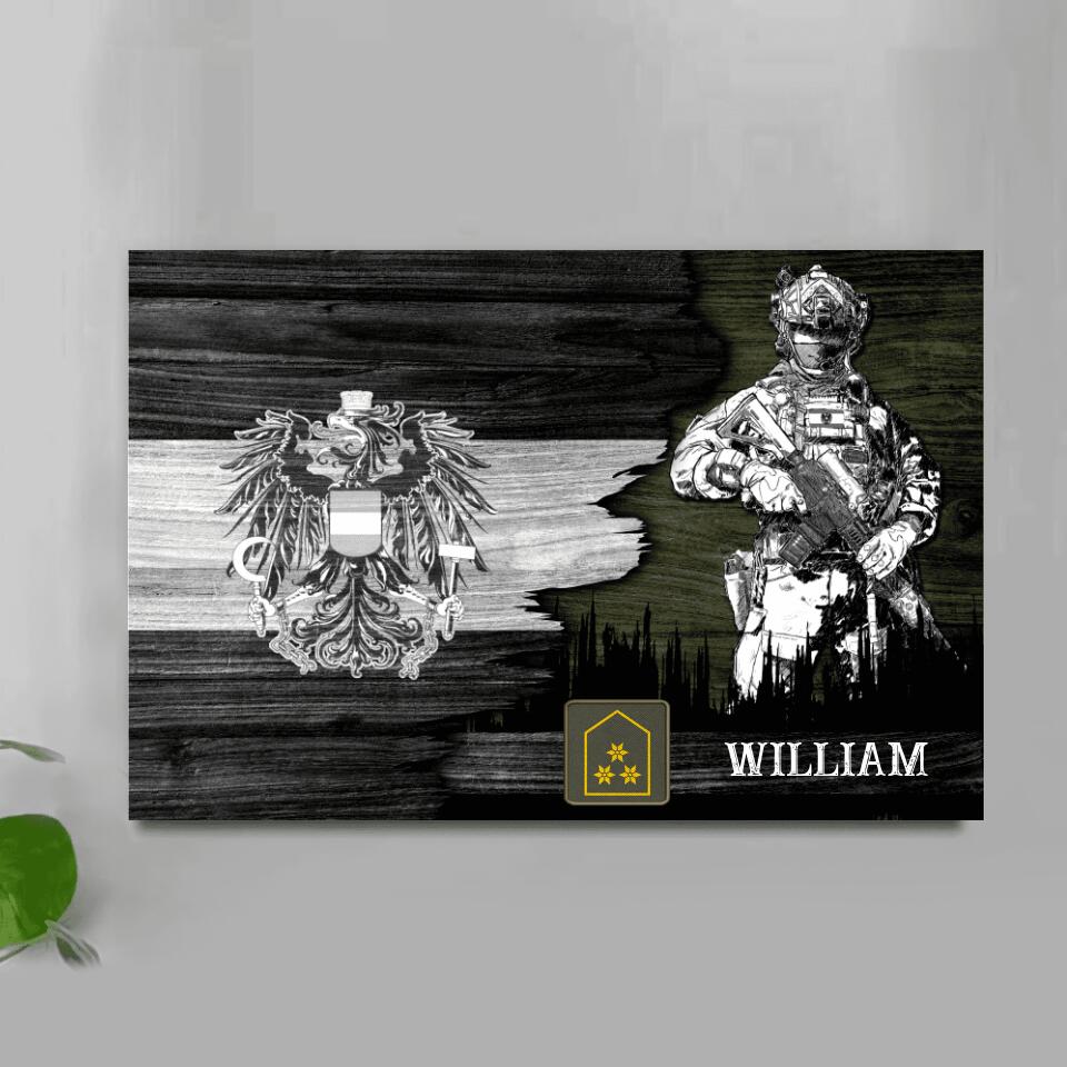 Personalized Austrian Solider/ Veteran  Canvas Printed 22JUL-DT23
