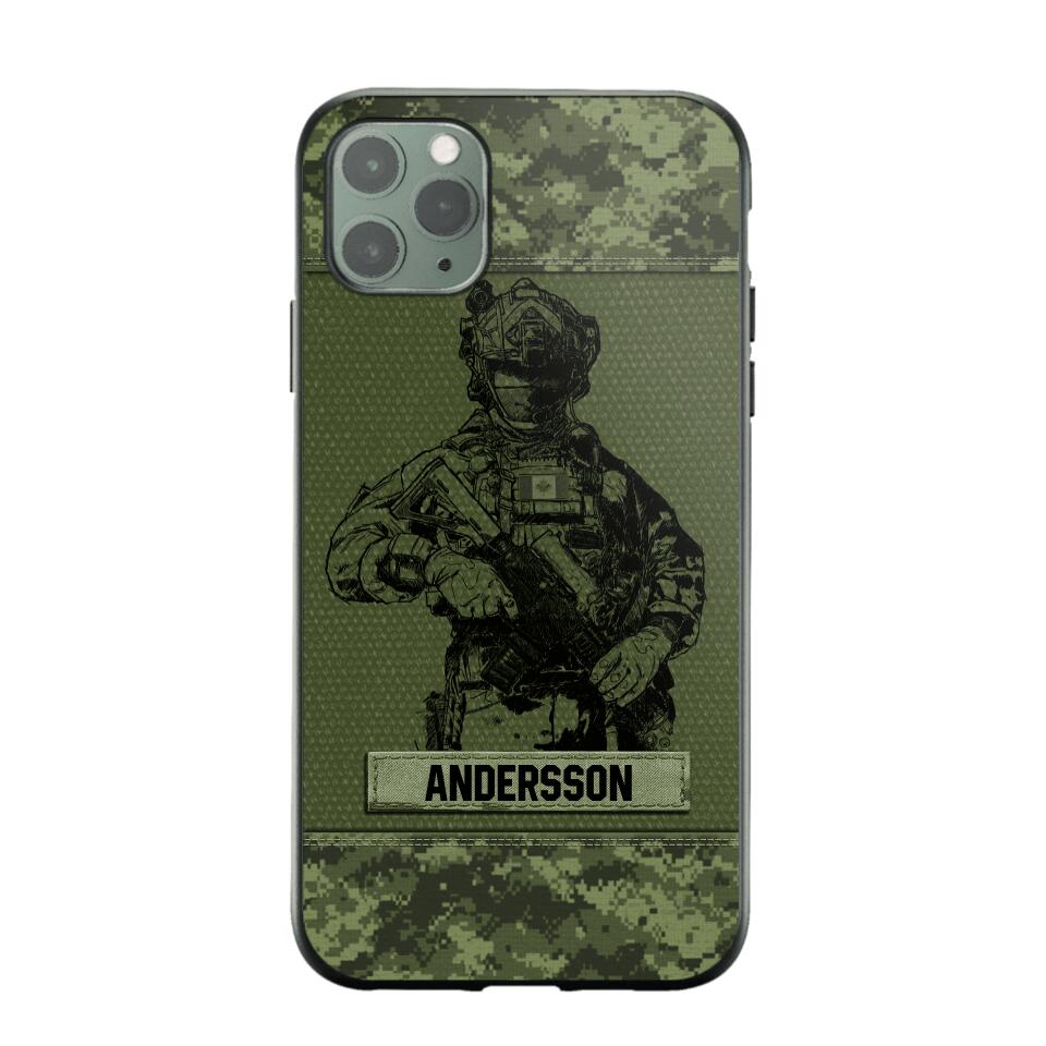 Personalized Canadian Soldier Camo Phone Case Printed 22JUL-HC23