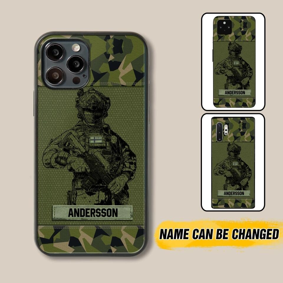 Personalized Swesdish Soldier Camo Phone Case Printed 22JUL-HC23