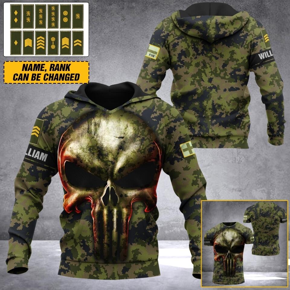 Personalized Finnish Veteran/ Solider Camo Sku Tshirt or Hoodie 3D Printed QTDT2406
