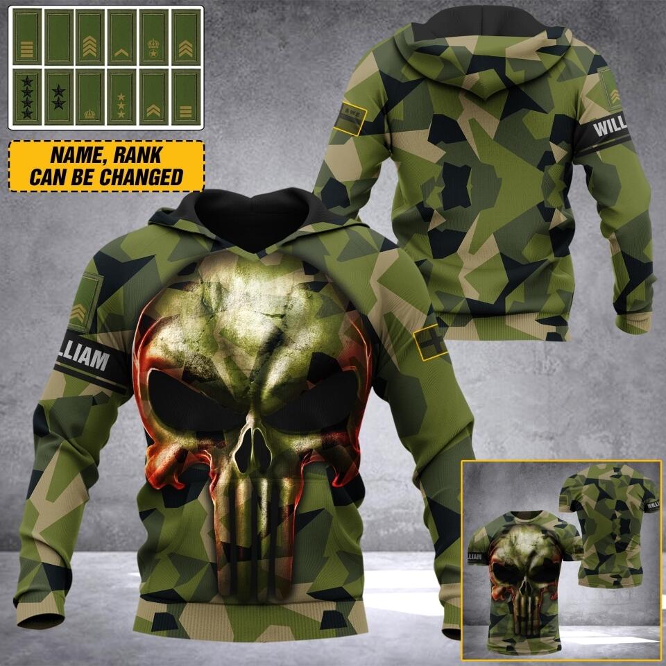 Personalized Sweden Veteran/ Solider Camo Sku Tshirt or Hoodie 3D Printed QTDT2406