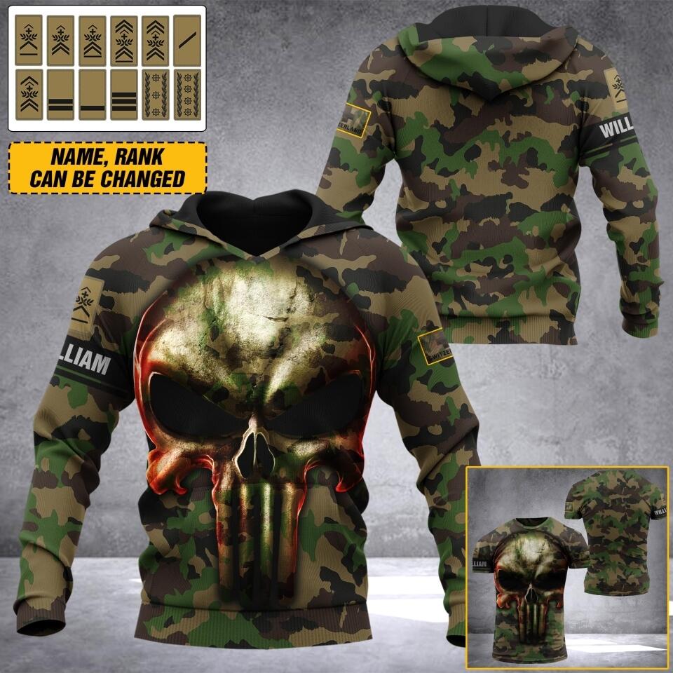 Personalized Swiss Veteran/ Solider Camo Sku Tshirt or Hoodie 3D Printed QTDT2406