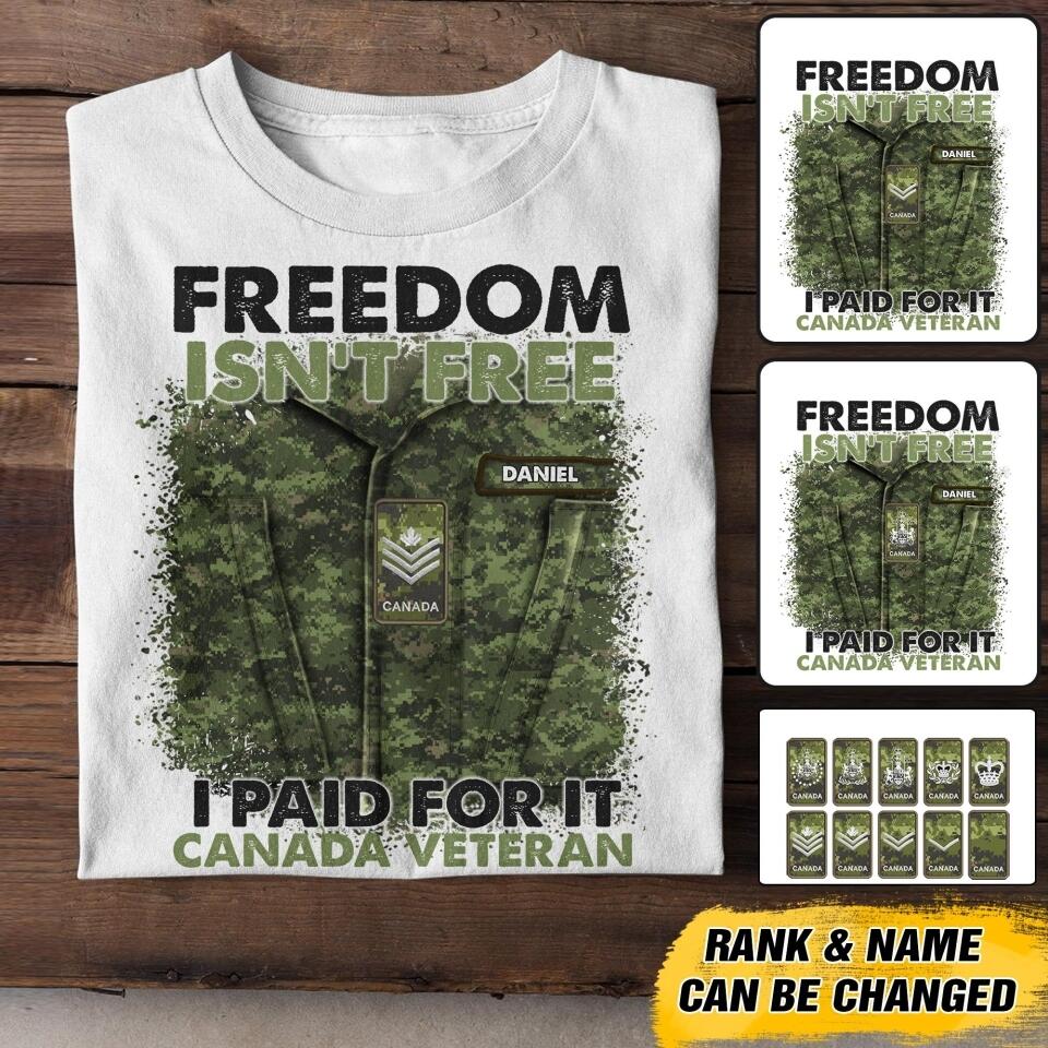 Personalized Canadian Soldier/Veterans Tshirt Printed 22JUL-HC24