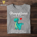 Personalized PrangrySaurus Pregnant Angry Hungry Dinosaur Tshirt Printed QTDT2806