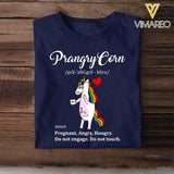 Personalized PrangryCorn Pregnant Angry Hungry Unicorn Tshirt Printed QTDT2806
