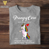 Personalized PrangryCorn Pregnant Angry Hungry Unicorn Tshirt Printed QTDT2806