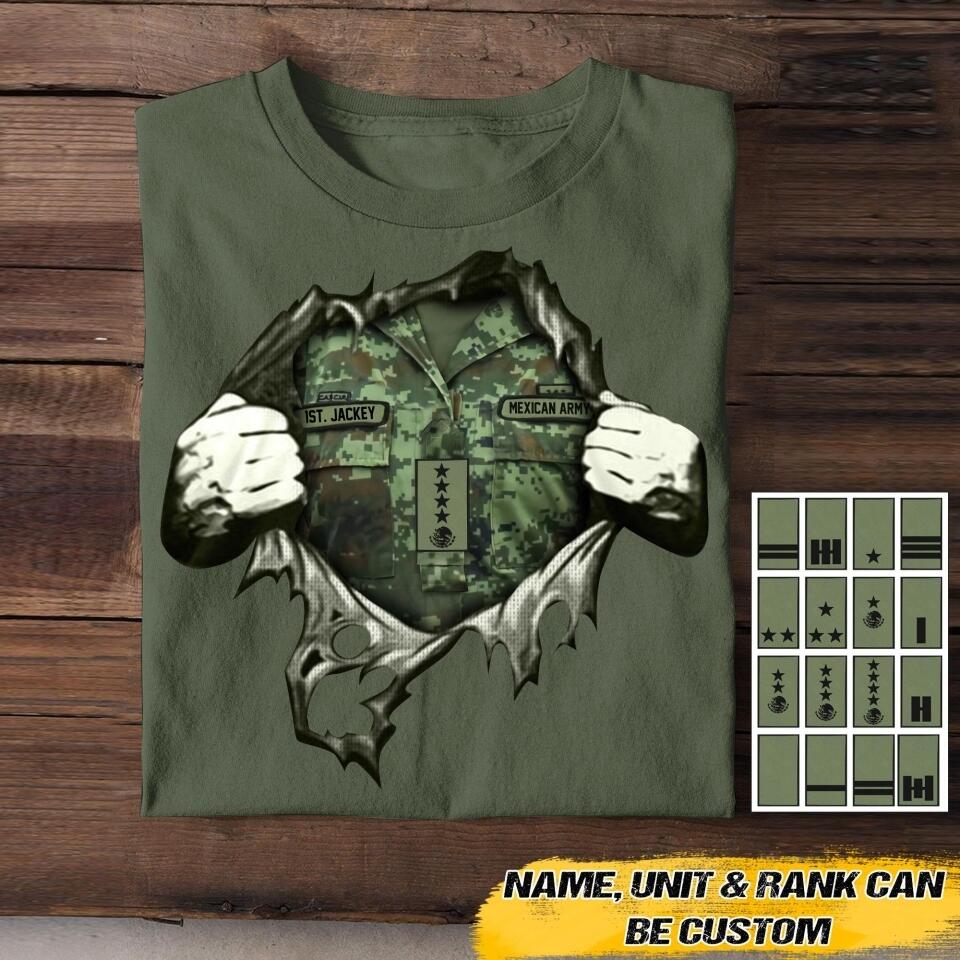 Personalized Mexican Veterans/Soldier Tshirt Printed 22JUL-HQ29