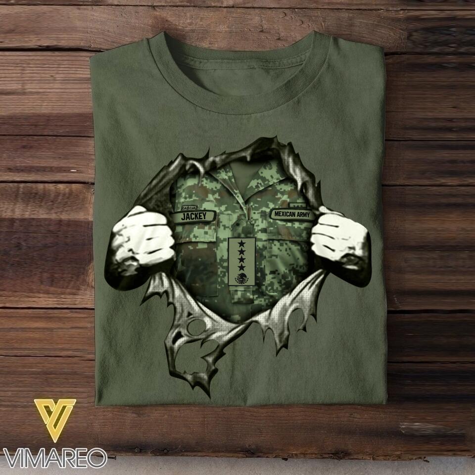 Personalized Mexican Veterans/Soldier Tshirt Printed 22JUL-HQ29