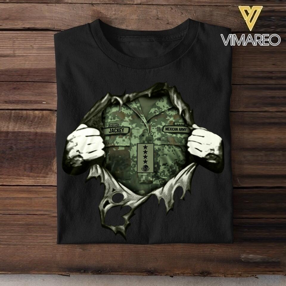 Personalized Mexican Veterans/Soldier Tshirt Printed 22JUL-HQ29