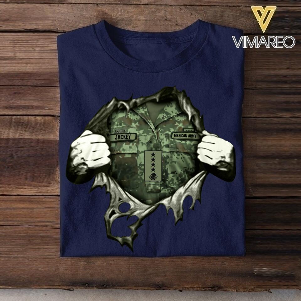 Personalized Mexican Veterans/Soldier Tshirt Printed 22JUL-HQ29