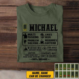Personalized Danish Soldier/Veterans Tshirt Printed 22JUL-DT30