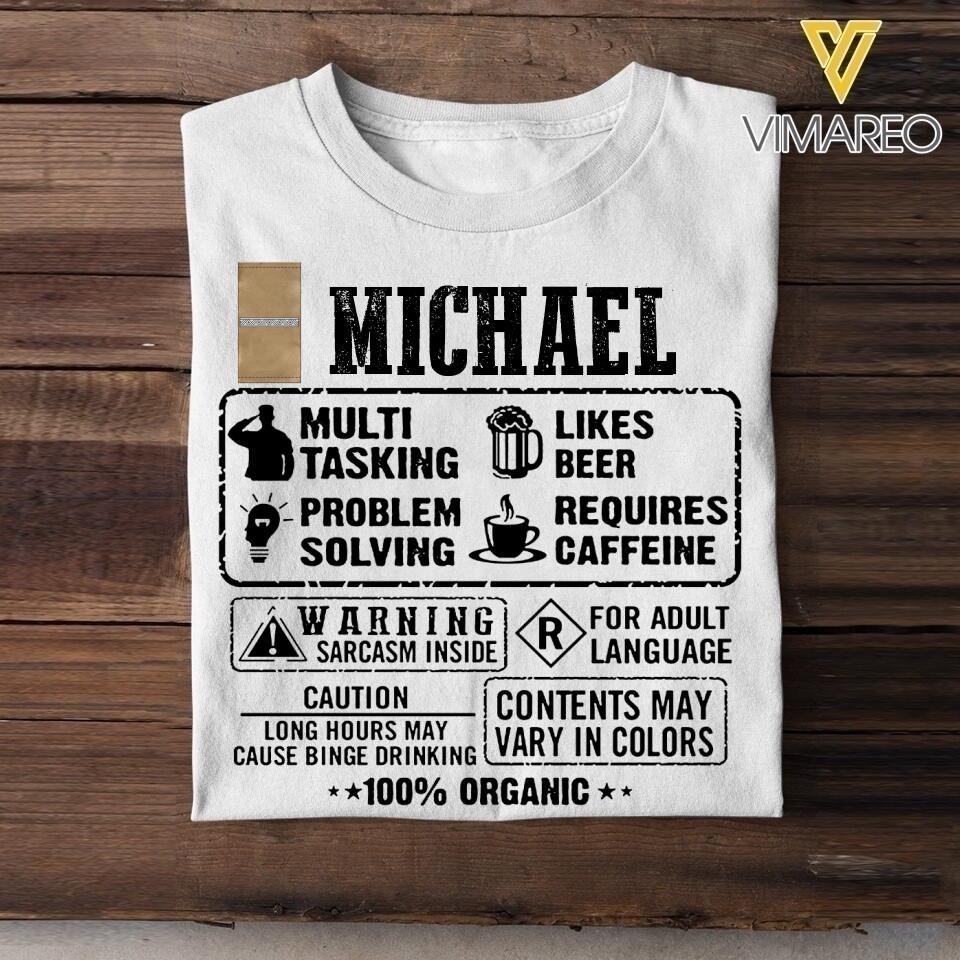 Personalized Danish Soldier/Veterans Tshirt Printed 22JUL-DT30