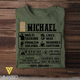 Personalized Danish Soldier/Veterans Tshirt Printed 22JUL-DT30