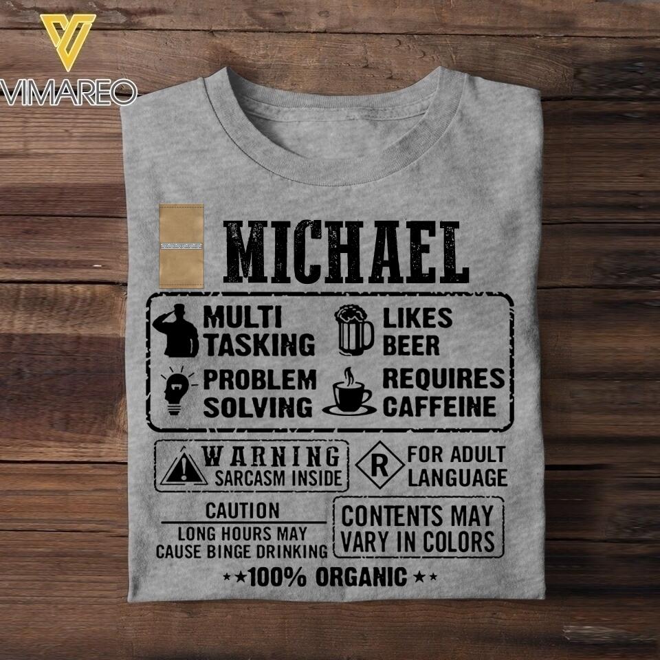 Personalized Danish Soldier/Veterans Tshirt Printed 22JUL-DT30