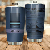 Personalized Australian Airforce Veterans Nutrition Facts Tumbler Printed QTDT3006