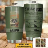 Personalized Australian Veteans Nutrition Facts Tumbler Printed QTDT2906