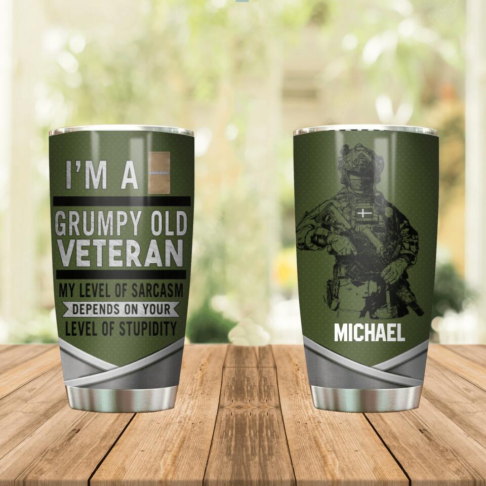 Personalized Danish Veterans Tumbler Printed 22JUL-HC30