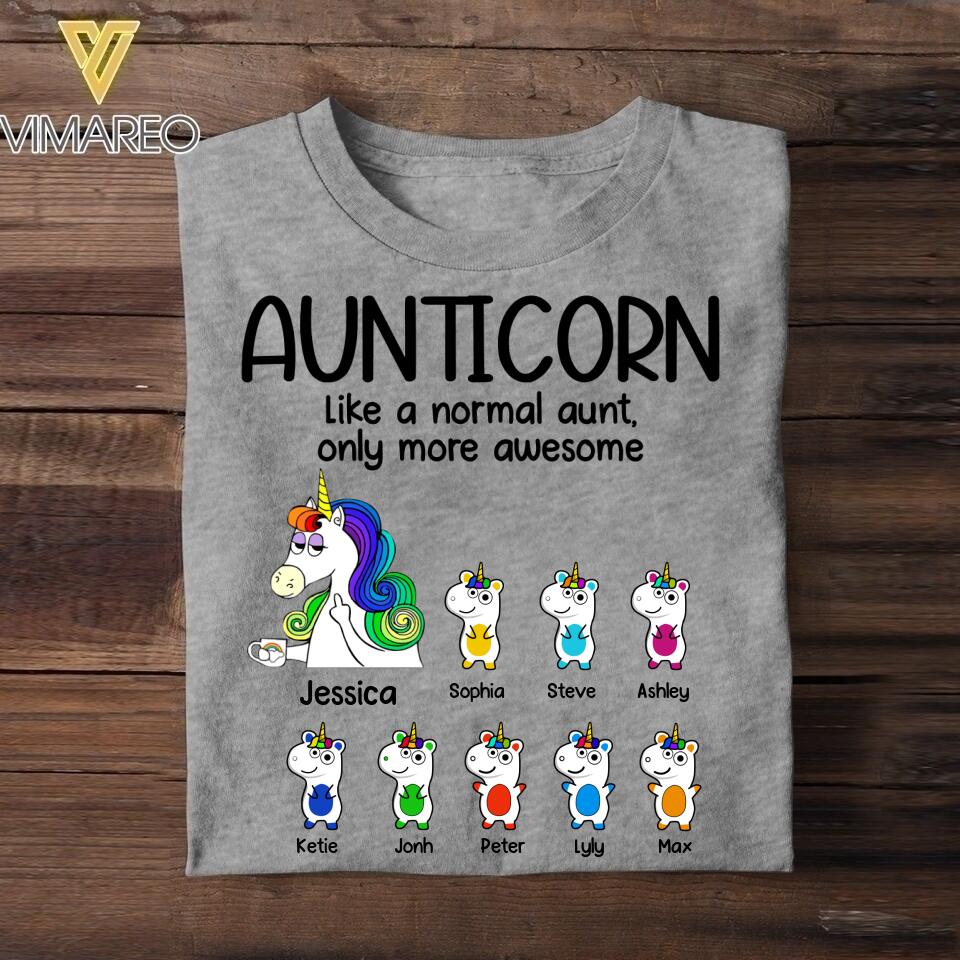 Personalized Aunticorn & Kid Tshirt Printed 22JUY-DT01