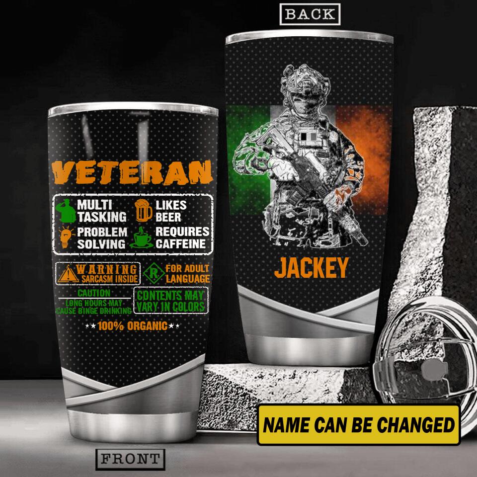 Personalized Irish Veterans Tumbler Printed 22JUY-HY01