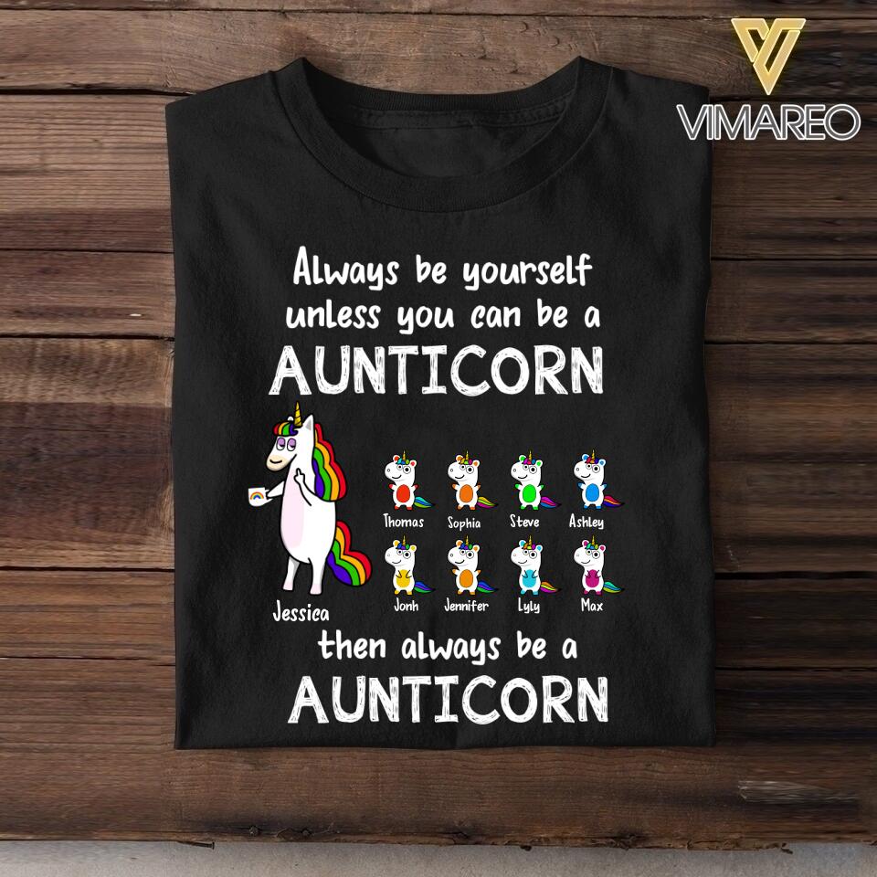 Personalized Aunticorn Kid Name Criss Cross Tank Or Tshirt Printed QTHC0207