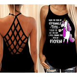 Personalized Back The Fuck Up Sprinkle Tits Horn Unicorn Criss Cross Tank QTDT0207