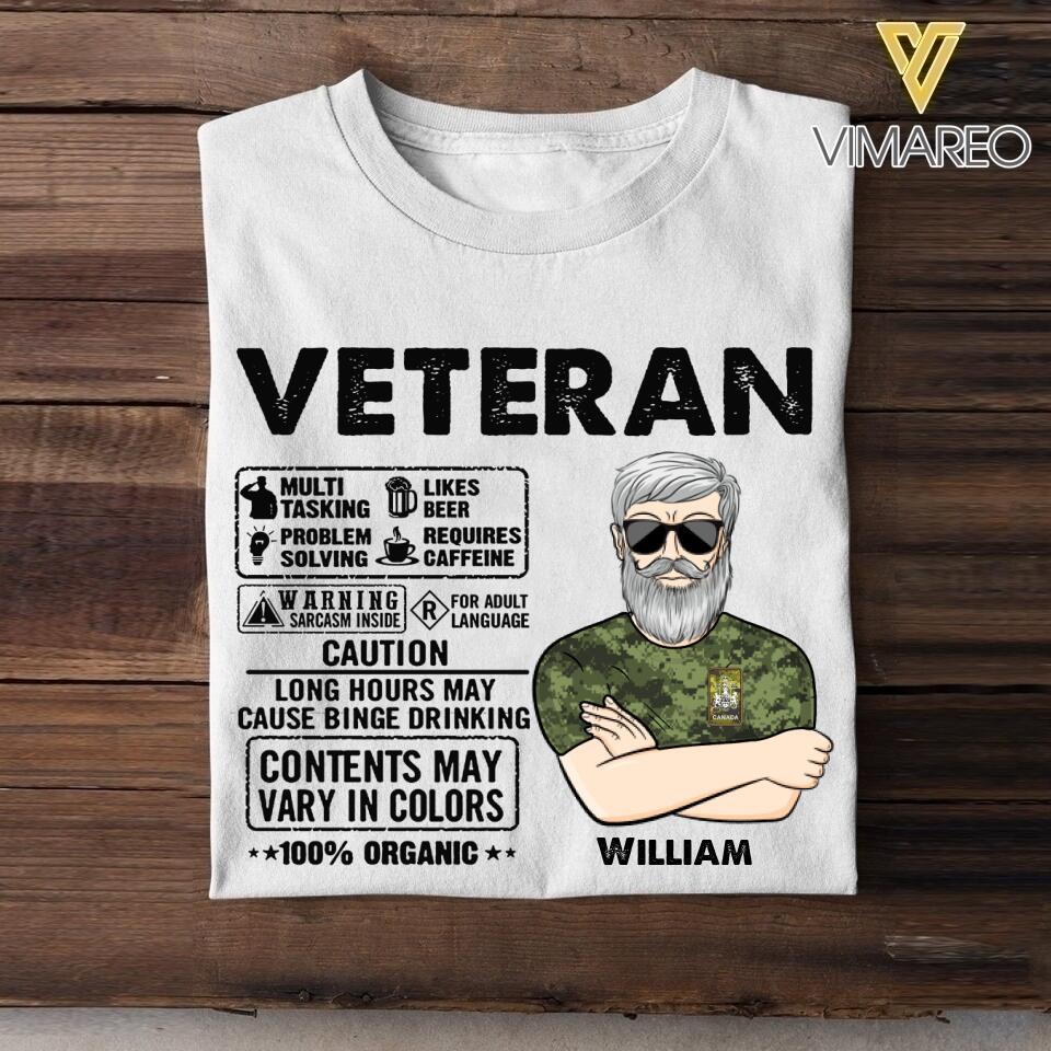 Personalized Canadian Veterans/Soldier Tshirt Printed 22JUY-HC06