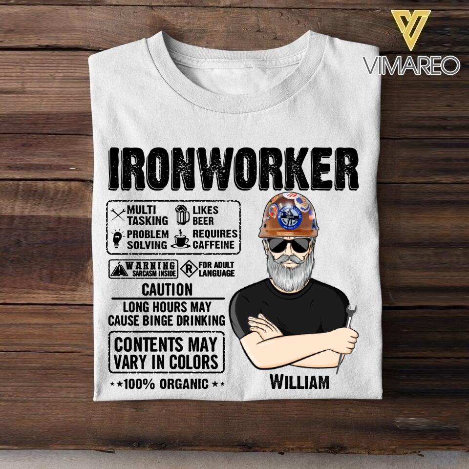 Personalized Ironworker Tshirt Printed 22JUY-DT06