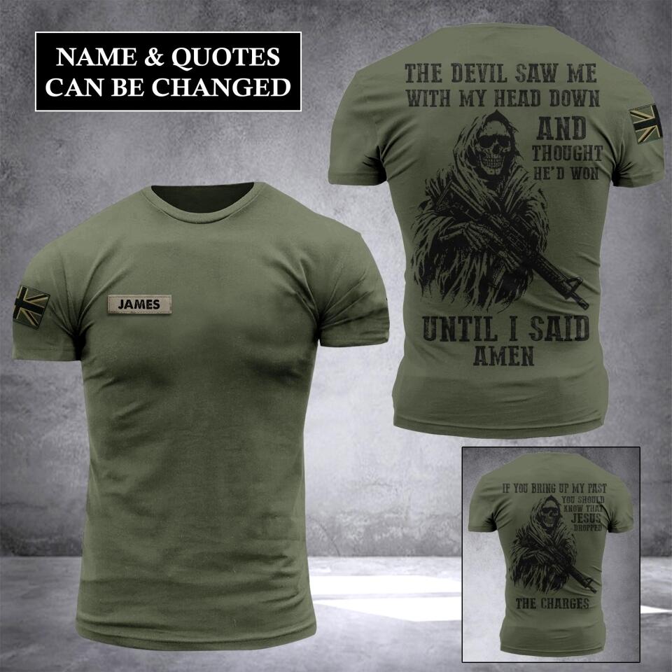 Personalized UK Army Veterans/Soldier Tshirt 3D Printed QTHC0607