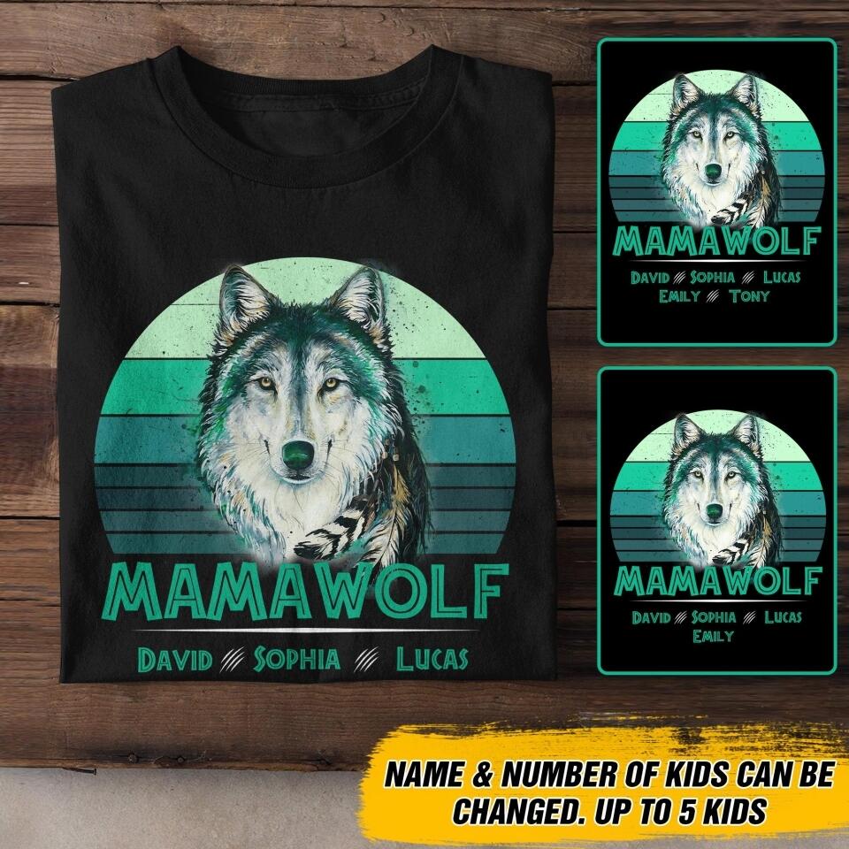 Personalized Mamawolf Kid Name  Tshirt Printed QTDT0807