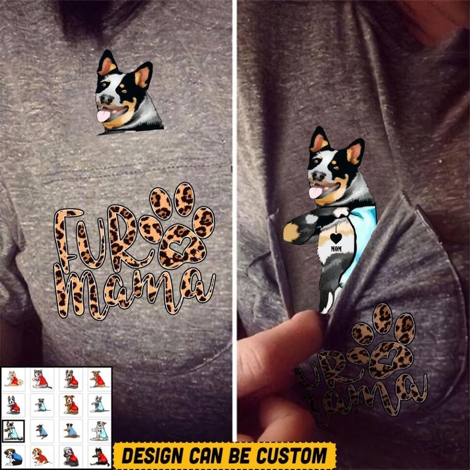 Personalized Fur Mama Leopard Pocket Tshirt 3D Printed QTVQ0807