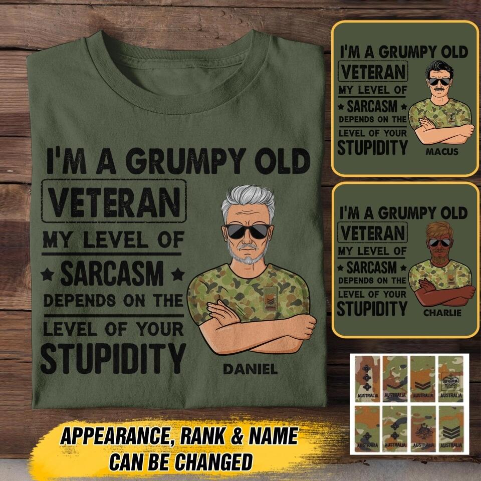 Personalized Australian Veterans/Soldier Tshirt Printed 22JUY-HC08