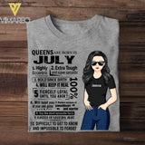 Personalized Queens Are Born In July Tshirt Printed 22JUY-HQ08