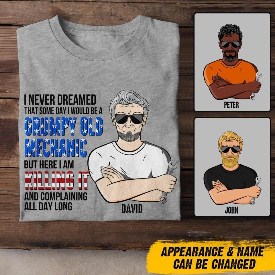 Personalized Grumpy Old Mechanic Tshirt Printed 22JUY-DT11