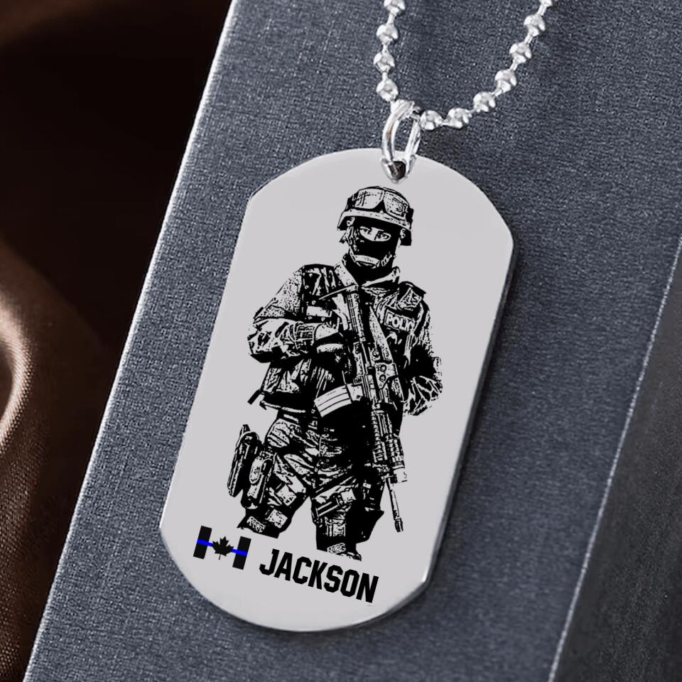 Personalized Canadian Veteran/ Solider Blue Line Necklaces Printed QTDT1307