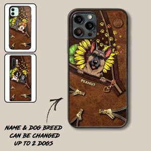 Personalized Dogs With Sunflower Phone Case Printed NQHC1407