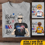 Personalized Rockin' The Nana Life Flag Heart Tshirt Printed 22JUY-DT14