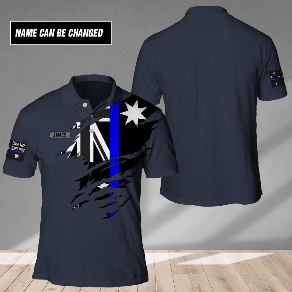 Personalized Australian Police Blue Line Polo Shirt Printed QTHC2107