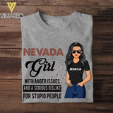 Personalized Nevada Girl With Anger Issues And A Serious Dislike For Stupid People Tshirt Printed 22JUY-HC25