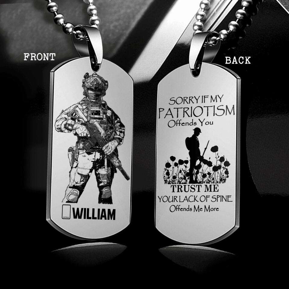Personalized Sorry If My Patriotism Offends You Trust Me Australian Solider/ Veteran Necklaces  Printed QTDT2807