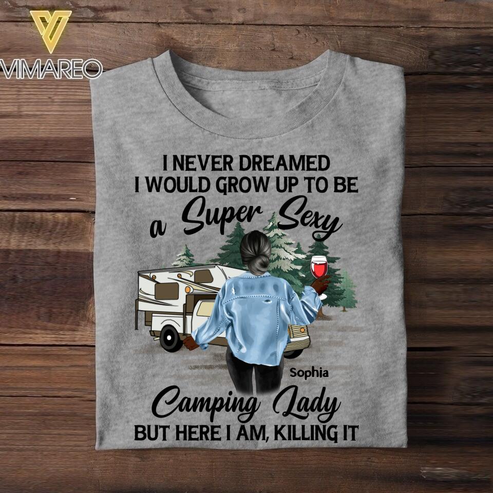Personalized Camping Lady Tshirt Printed 22JUY-MA29