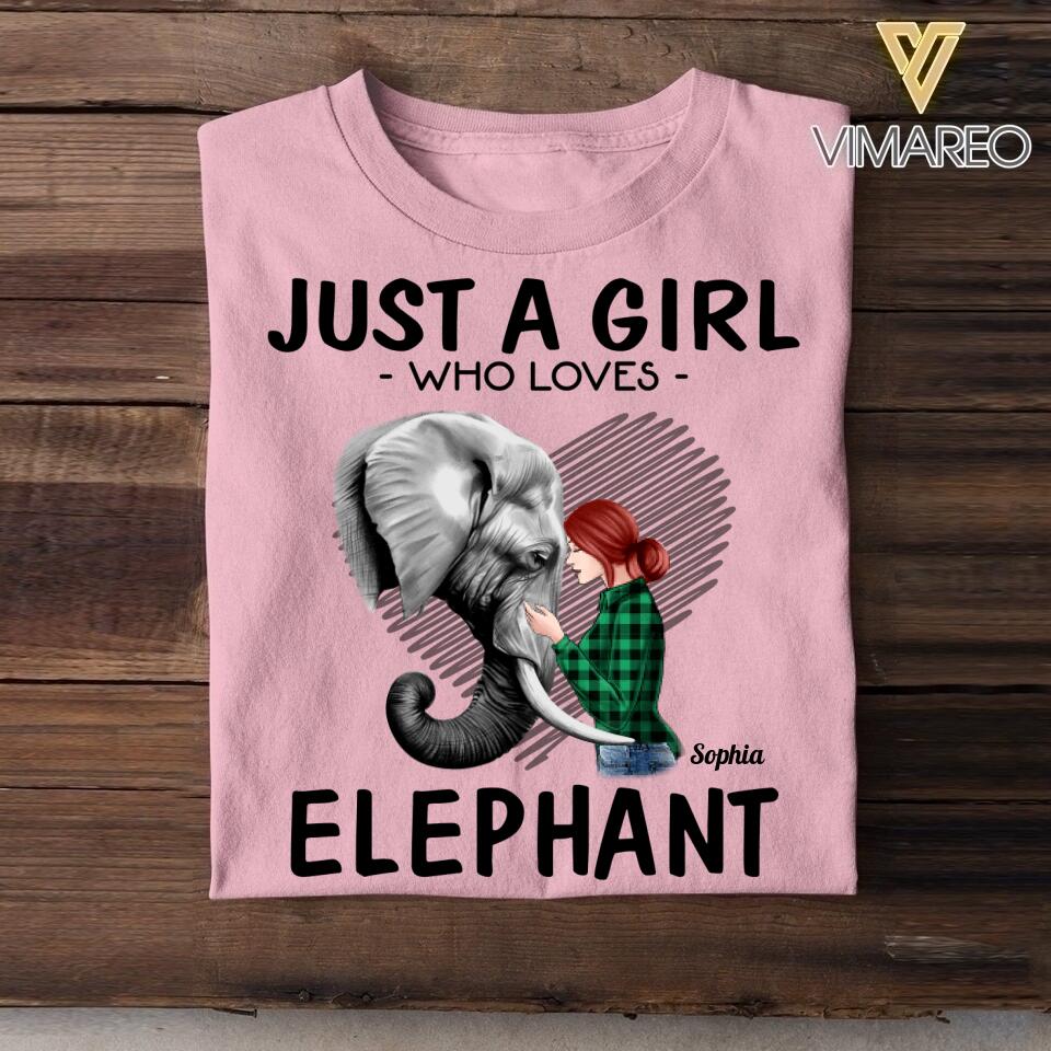 Personalized Just A Girl Who Loves Elephant Tshirt Printed QTDT0208