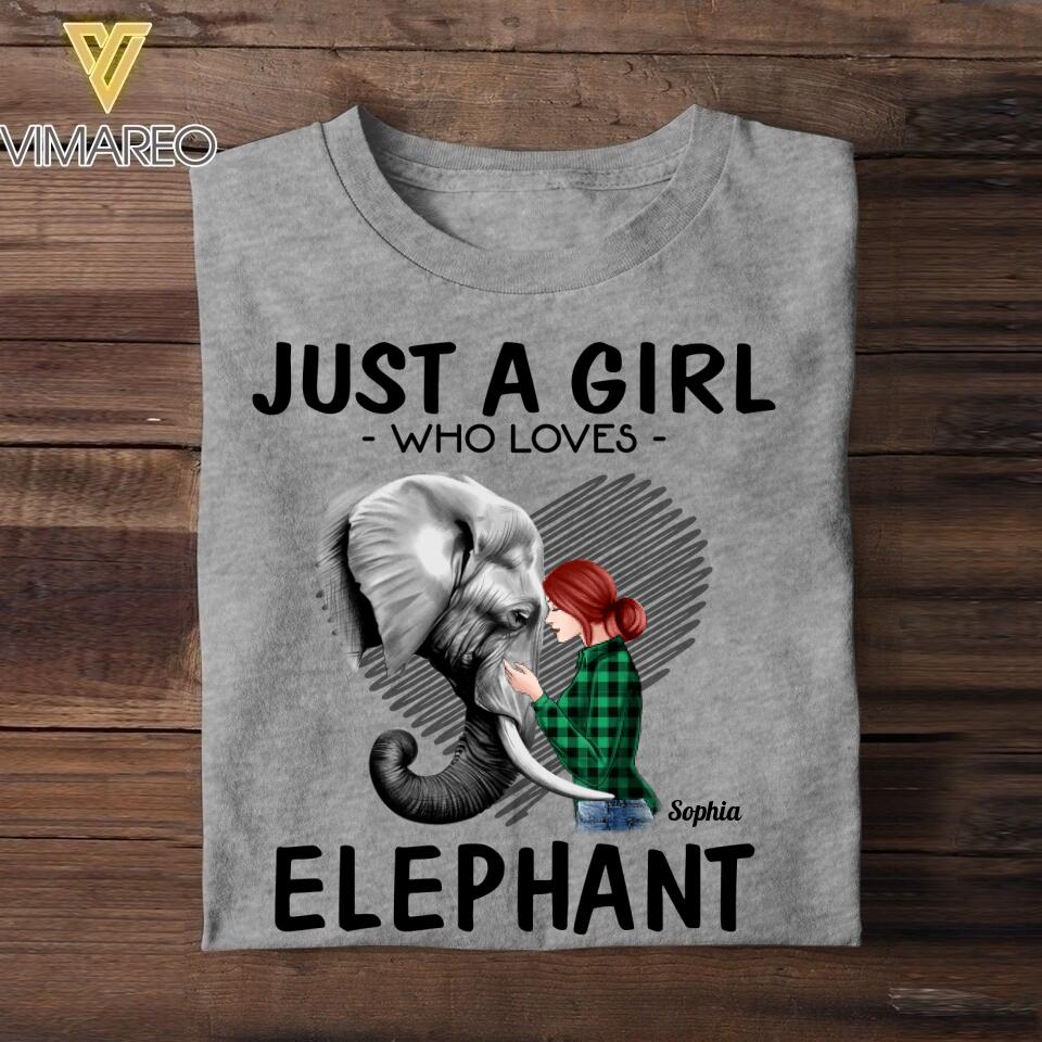 Personalized Just A Girl Who Loves Elephant Tshirt Printed QTDT0208