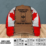 Personalized Against All Enemies Foreign And Domestic Canadian Veteran/ Solider Peaked Cap Printed QTVQ0308