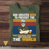 Personalized God Created Beer To Prevent The Canadian Army From Taking Over Tshirt Printed QTVQ0508