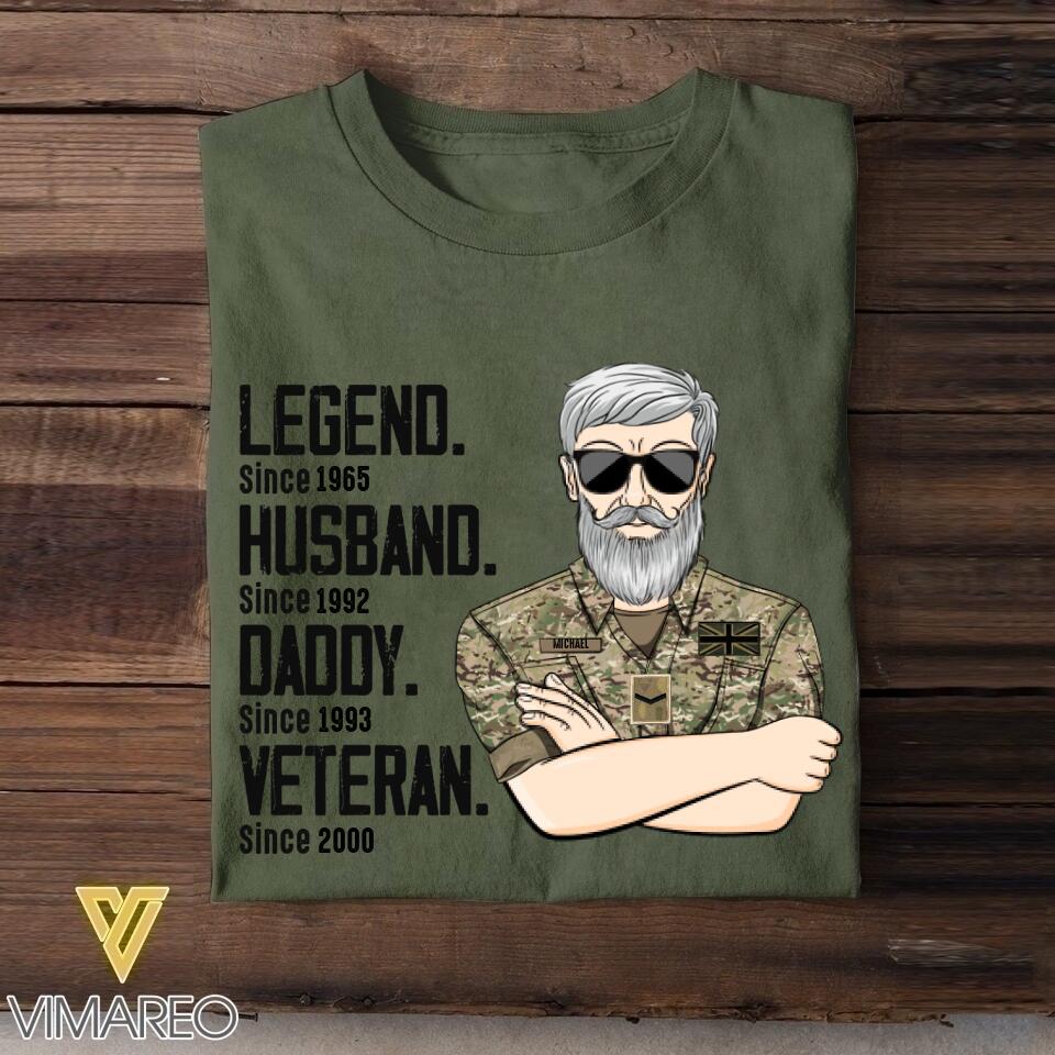 Personalized UK Veterans/Soldier Legend Husband Daddy Tshirt Printed QTDT0508